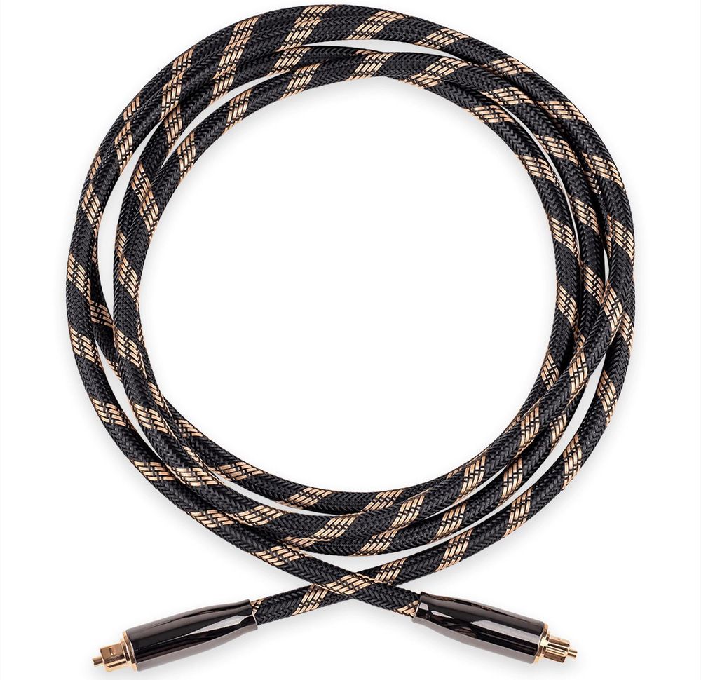Toslink Kabel 1m Optisches Audiokabel SPDIF LWL Digitalkabel für Soundbar TV Receiver Heimkino 5.1 7.1 Sound Nylongeflecht Reagle Schwarz