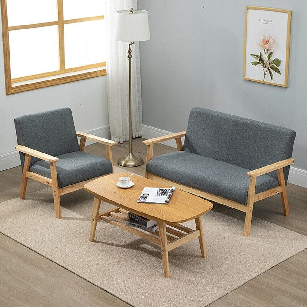 Dripex Sofa 2 Sitzer moderne Stoffsofa Couch Skandinavisch für Wohnzimmer Schlafzimmer Büro Dunkelgrau 113x67x75cm