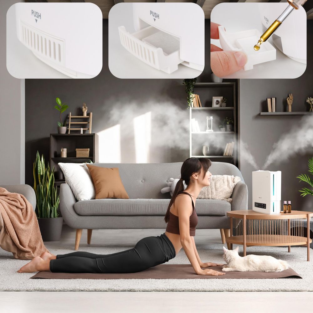 HEVA MILO Nawilżacz powietrza ultradźwiękowy 360° Aromaterapia Timer Biały