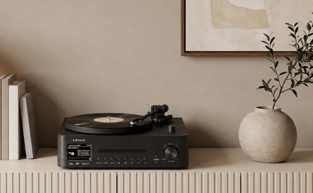 Lenco MC-760BK - Hi-Fi-Stereoanlage mit Plattenspieler und Lautsprechern - Internetradio, DAB+, FM, Bluetooth®, CD/MP3-Player - Schwarz