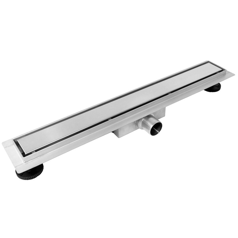 Duschablauf aus Edelstahl mit Abdeckung und seitlichem Ablauf,