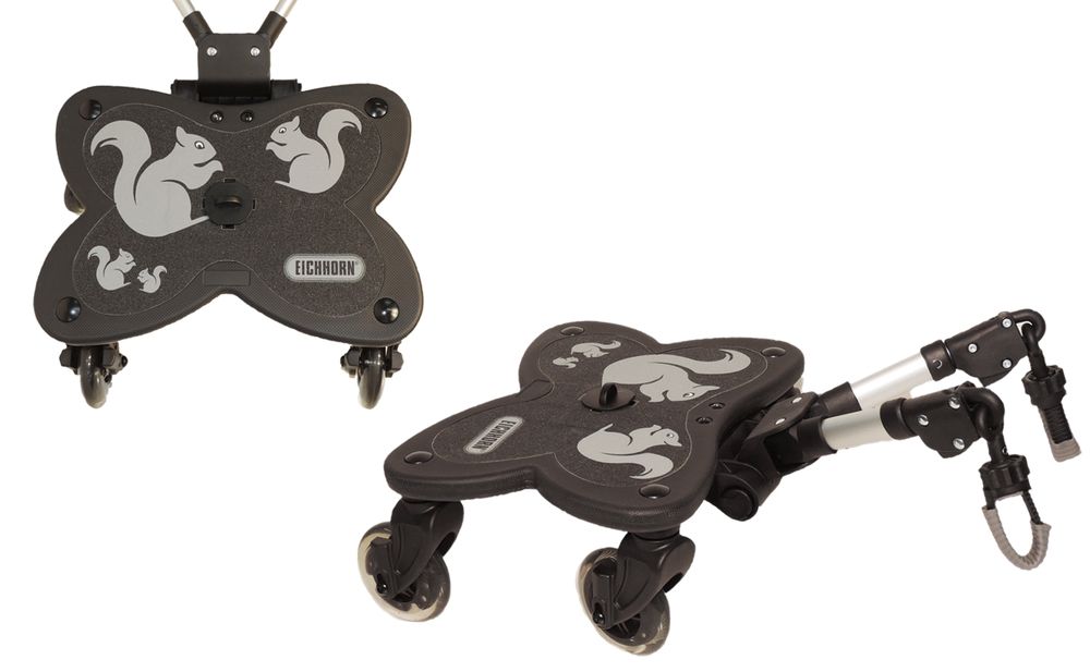 EICHHORN Kinderwagen Geschwisterboard Cozy C-Rider mit Sitz und Spiel-Lenkrad für Kinder ab 12 Monaten bis 25 kg (4 Räder), 20 cm Sitzfläche 4 Räder mit Sitz
