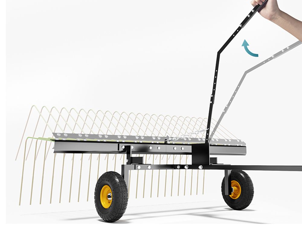 Wiltec Rasentraktor Rechen mit 148 cm Arbeitsbreite, Rasenlüfter zum Entmoosen und Laubrechen auf Rasen, Vertikutierer für Aufsitzmäher, ATV und UTV