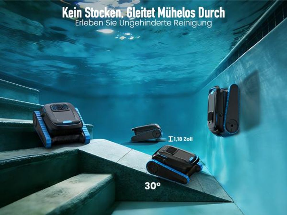 AIRROBO Poolroboter mit APP, 120min Laufzeit, 170m², 4L Filterkorb, 150μm, Intelligente Navigation, Akku Poolsauger für Boden/Wande/Wasserlinie
