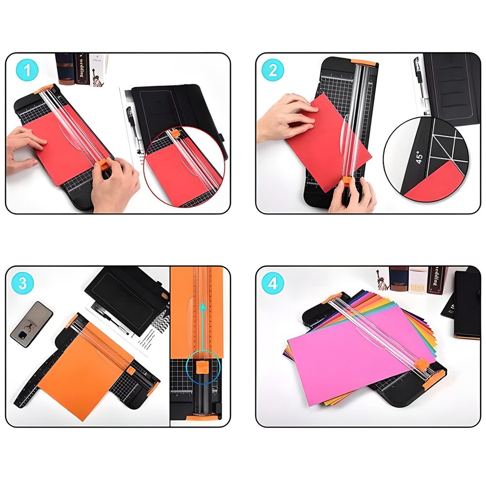 Papierschneider Papierschneidemaschine A4 Papier Fotoschneider DIY Handwerk Schneidemaschine Klingen Schneidegerät A4-Papier Office Schwarz Retoo