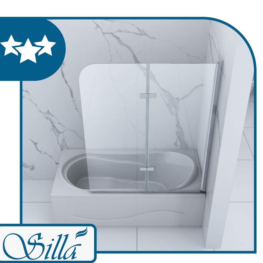 Duschwand aus Glas, Silla, Faltwand für Badewanne, Badwannenfaltwände, 80x140 cm