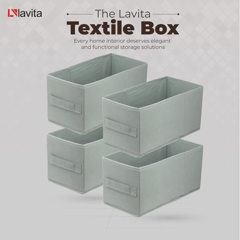 Lavita Storage Box | faltbare Aufbewahrung Boxen 15 x 31 x 15 cm | Schubladen-Organizer Box| Ordnungssysteme für Kleidung | Kleideraufbewahrung & Organisation | hellgrau | 4 stück