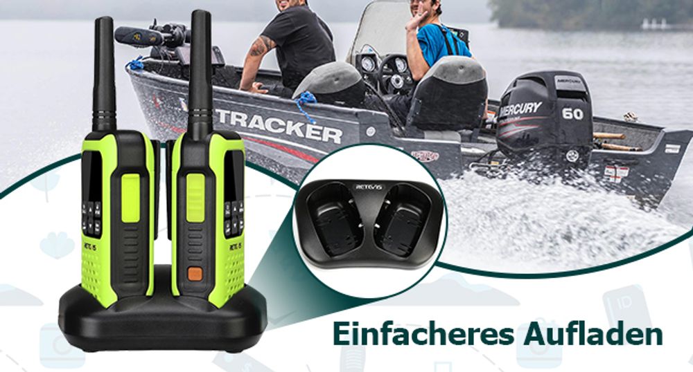 Retevis RT649P Walkie Talkie, Schweben Wasserdichter IP67 Funkgerät, PMR 446 Lizenzfrei, 16 Kanäle,SOS-Alarm,LED-Fackel, Walkie Talkie mit Akku für Erwachsene Skifahren Surfen (2er)