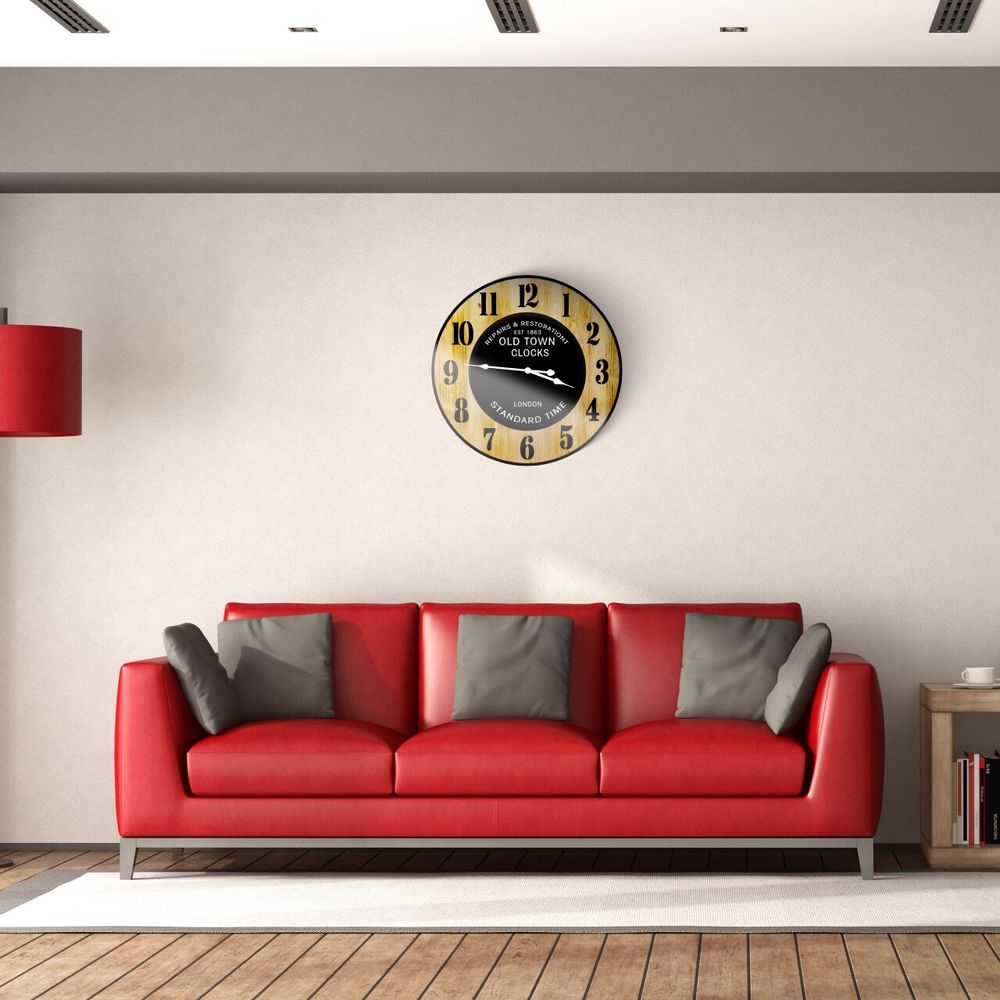 Große Wanduhr Holz Design Atmosphera Wanduhren 50 cm Durchmesser Quarzuhrwerk Wohnzimmer Home Büro Office Uhrwerk Wand Decoration Retoo