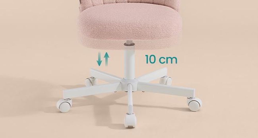 SONGMICS Homeoffice-Stuhl, Schminkstuhl aus Fleece, Schreibtischstuhl, Schaumstoffpolsterung, höhenverstellbar, für Arbeitszimmer, Schlafzimmer
