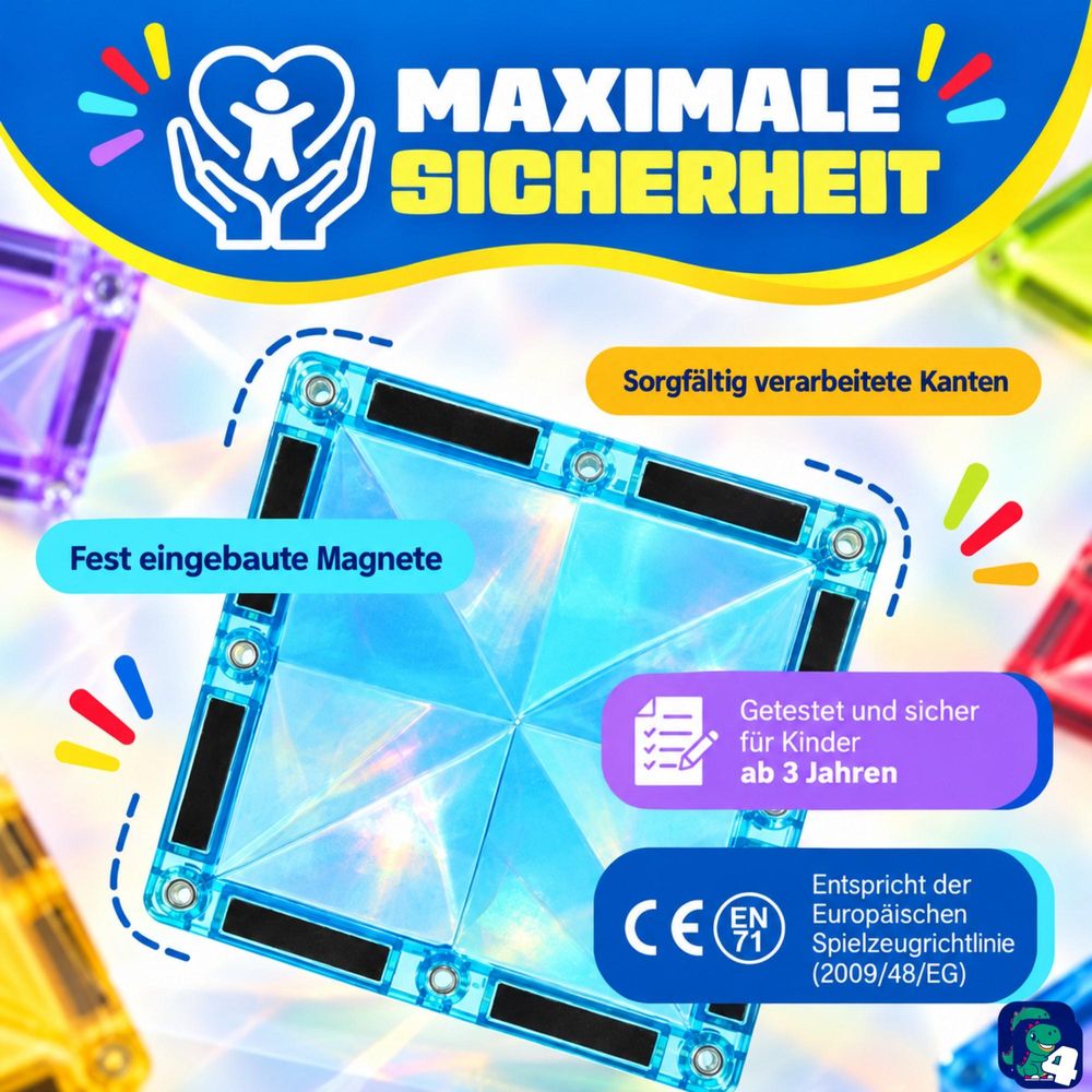 Sichere magnetische Bausteine mit abgerundeten Kanten