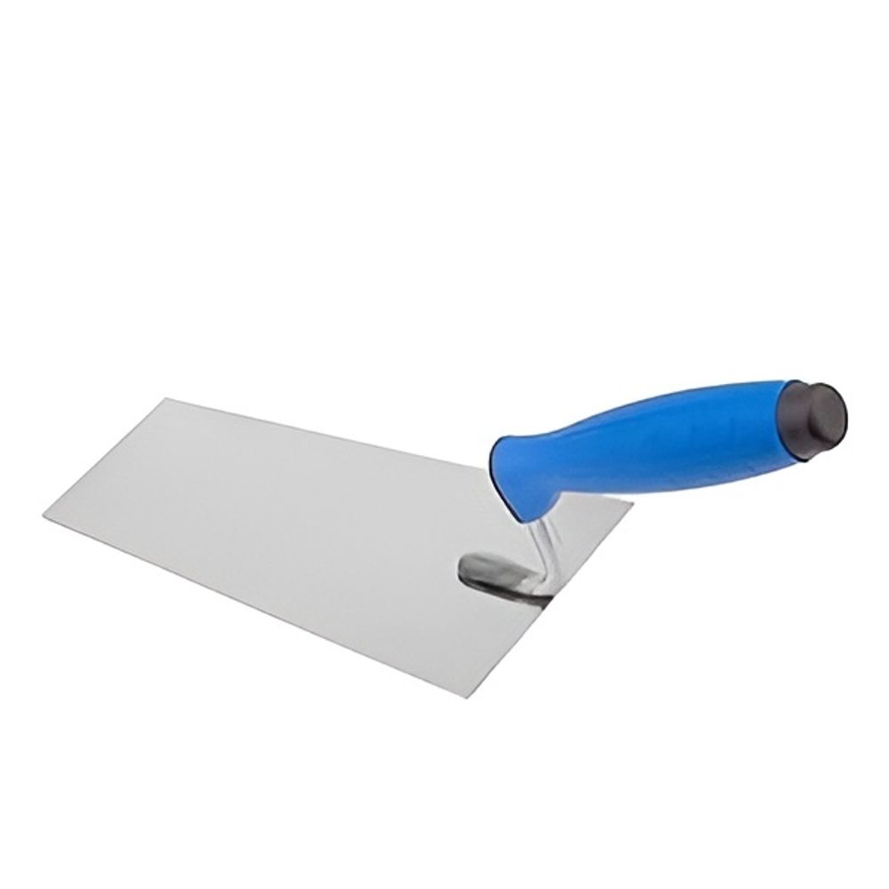 Mivos Edelstahl Trapezkellen-Set 3-teilig 140 mm 160 mm 180 mm – Rostfreie Maurerkellen in Trapezform - Stukkateurkellen mit Gummigriff, Glättekellen