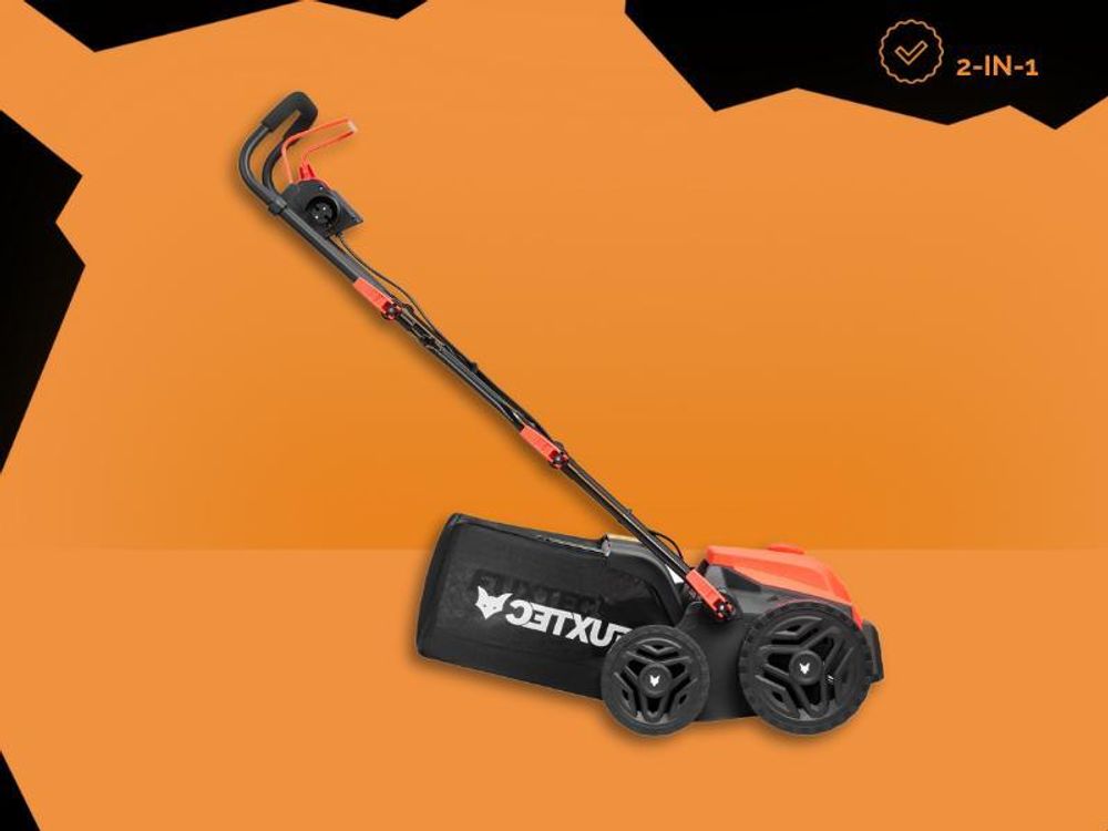 FUXTEC Elektro-Vertikutierer FX-EV360 - 36 cm Arbeitsbreite | Rasenlüfter 1500 W |5 Stufen Tiefeneinstellung | 45 L Grasfangkorb