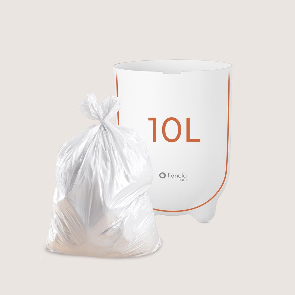 Windeleimer Lionelo Purebin 10L, geruchsdicht, kompatibel mit Universalbeuteln, Einhandbedienung, hygienisch & leicht zu reinigen Weiß