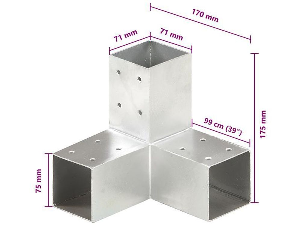 vidaXL Pfostenverbinder 4 Stk. Y-Form Verzinktes Metall 71 x 71 mm