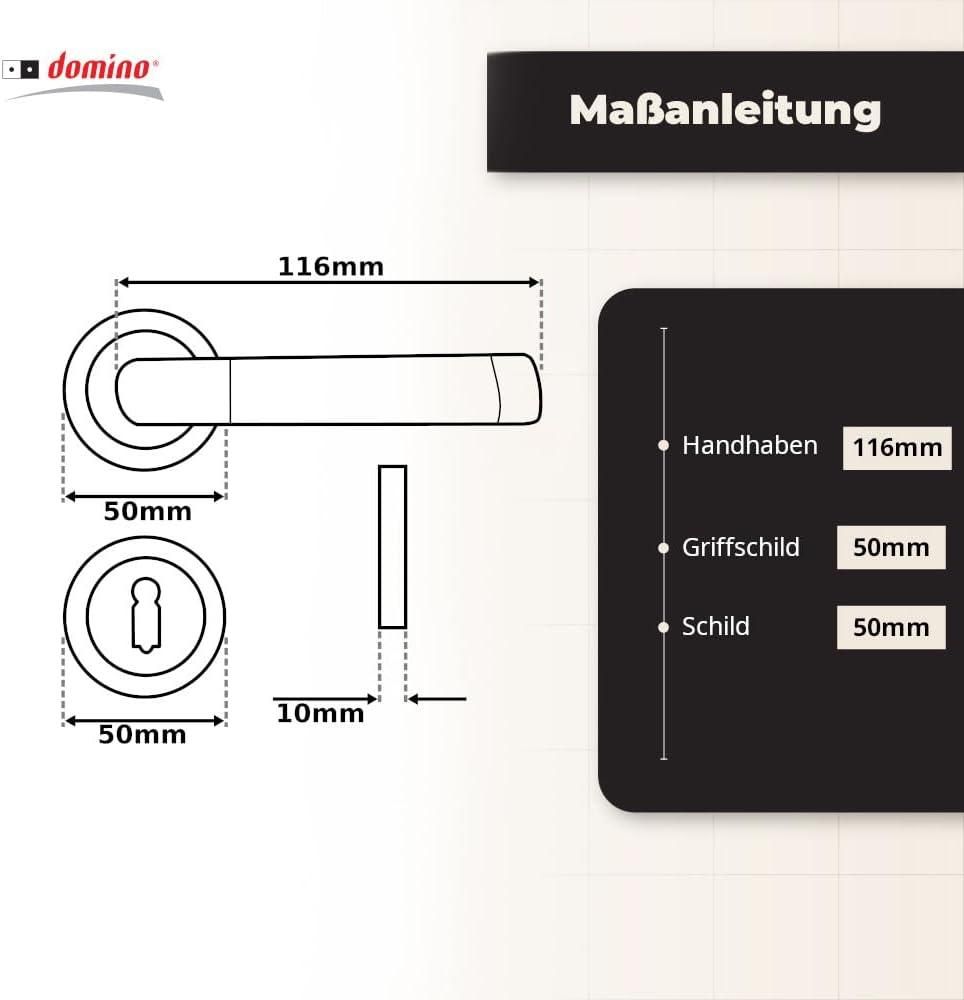 DOMINO Türgriff Drückergarnitur BB-Buntbart Set | Rund-Rosette | Türklinke für Bürotür, Kellertür & Innentür | Türbeschläge aus Aluminium | Chrom/Nickel Türdrückergarnitur | JARO-R ECO M6/M9