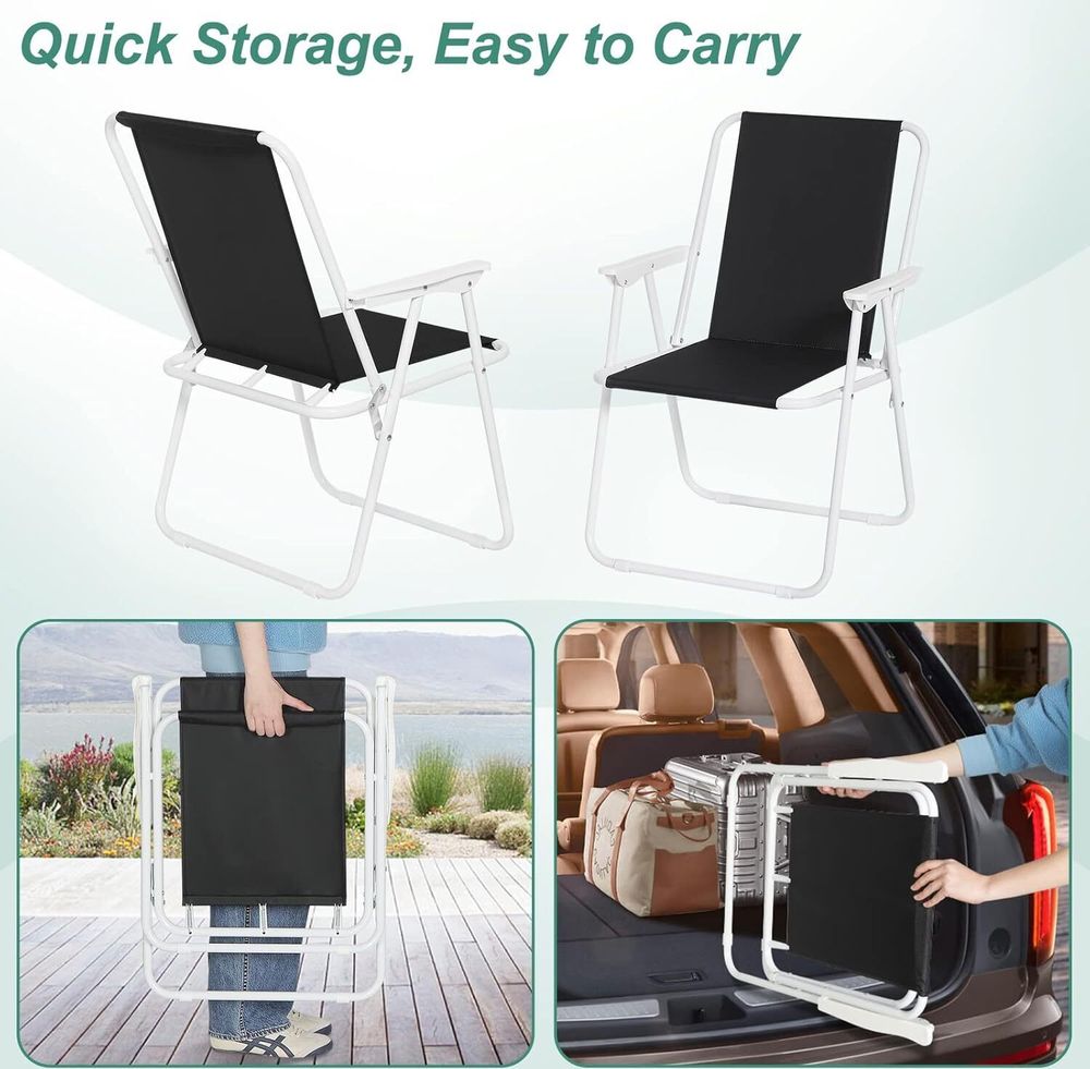 WOLTU Campingstuhl klappbar, Klappstuhl Leichter für Outdoor, Angelstuhl mit Armlehnen, Strandstuhl Klapphocker für Camping Strand Garten Terrasse, Schwarz