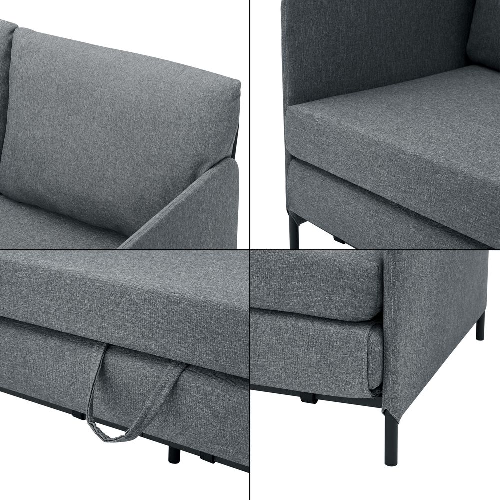 Schlafsofa ’Soini’ mit Liegefunktion 2-Sitzer gepolstert mit Kissen 78 x 125 x 67 cm Dunkelgrau