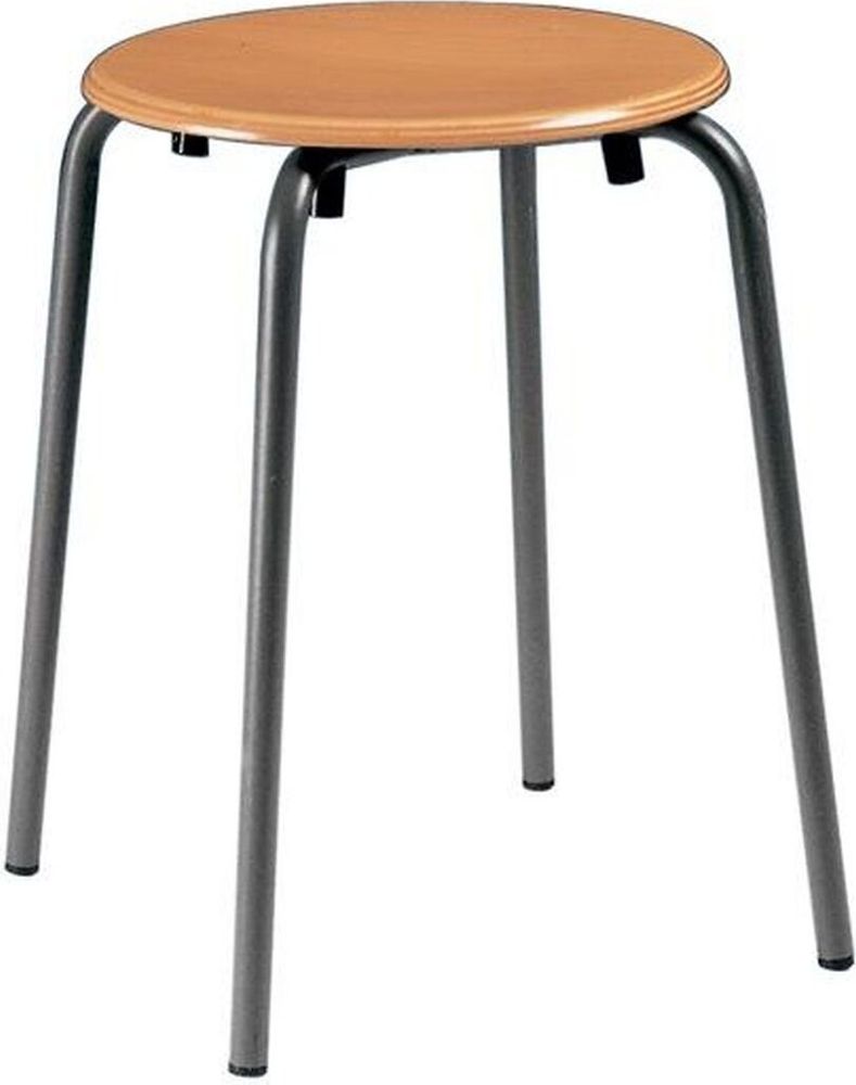 Stapelhocker Sitzhöhe 500mm Sitz-D.300mm Rdrohr anthrazit Buche natur lack.BIMOS