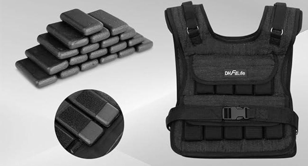 DH FitLife Gilet Lesté Réglable 10KG – Veste de Musculation Compacte et Stable pour Homme et Femme, Entraînement de Fitness et Renforcement Musculaire