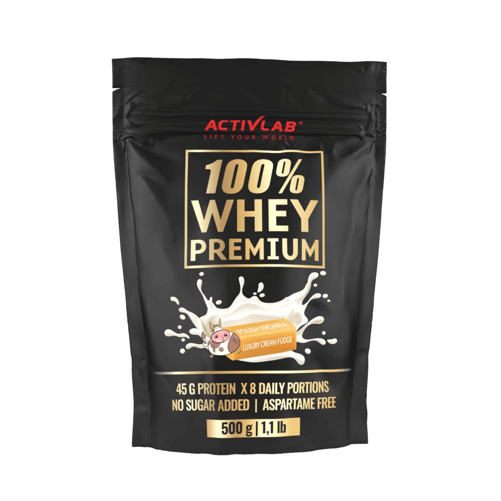 100% Whey Premium 500g, wysoka zawartość białka <b>serwatkowego</b> krówka Activlab