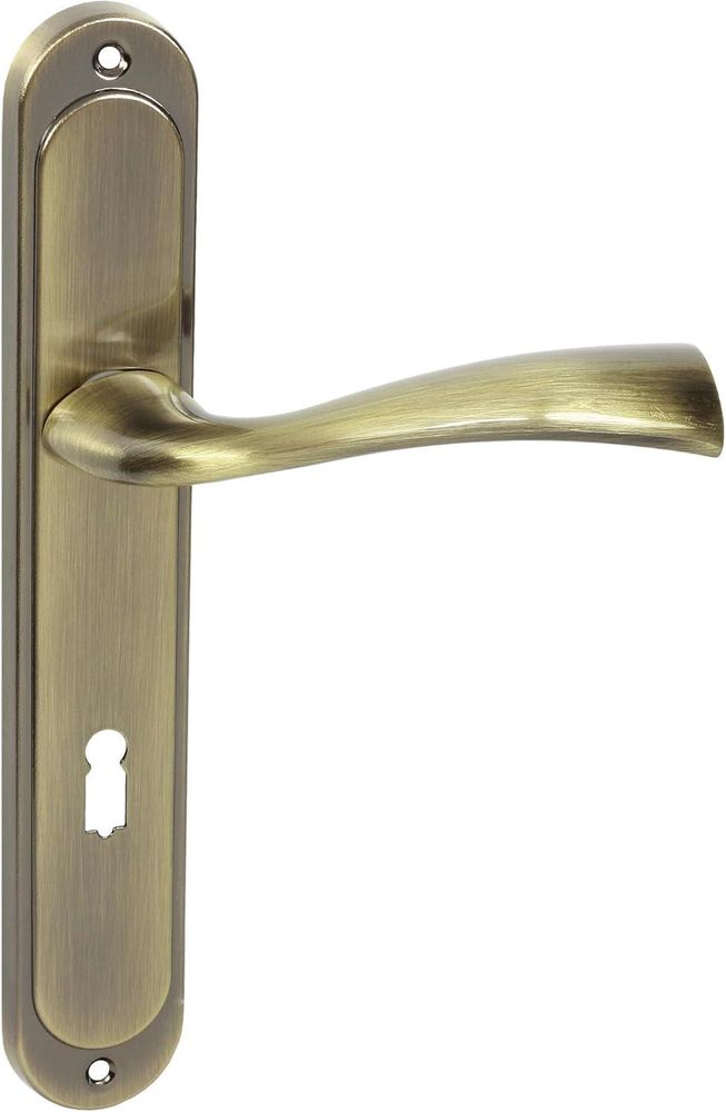 DOMINO Türgriff 72 Drückergarnitur BB-Buntbart | Langschildgarnitur  | Zimmertür, Bürotür, Kellertür & Innentür | L-Form | Aluminium | Bronze | FLY M3