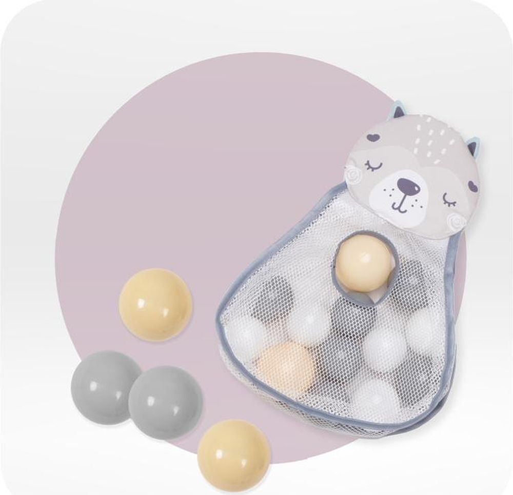 MoMi PASTEL Lernmatte Baby Matte - 5 Spielzeuge mit 30 sensorischen Bällen, 2 Spielzeugstangen, Sensorische Aktivitätsmatte