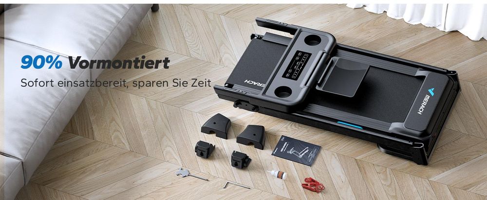 Klappbares elektrisches Laufband – 2,5 PS, bis 12 km/h, leiser Motor, LED-Anzeige, APP & Tablet-Halter, Herzfrequenzmessung, bis 136 kg, Home & Office