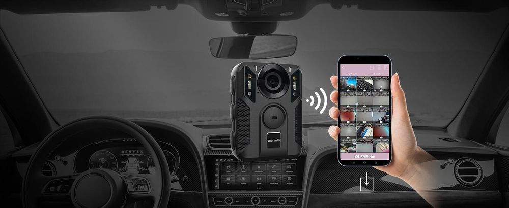 Retevis RT79 Körper Kamera, 128G Body Camera mit GPS, 2K/4K, Typ-C, Auto Saugnapf, Tragbarer Bodycam Körperkamera, Polizeirekorder, Fahrtenschreiber