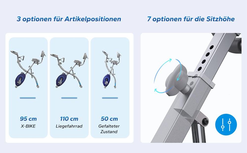 4-in-1 klappbarer Heimtrainer für Zuhause– magnetischer Ergometer mit 16 Stufen, LCD & Pulsmessung, Tabletständer, kompatibel Kinomap, bis 136 kg