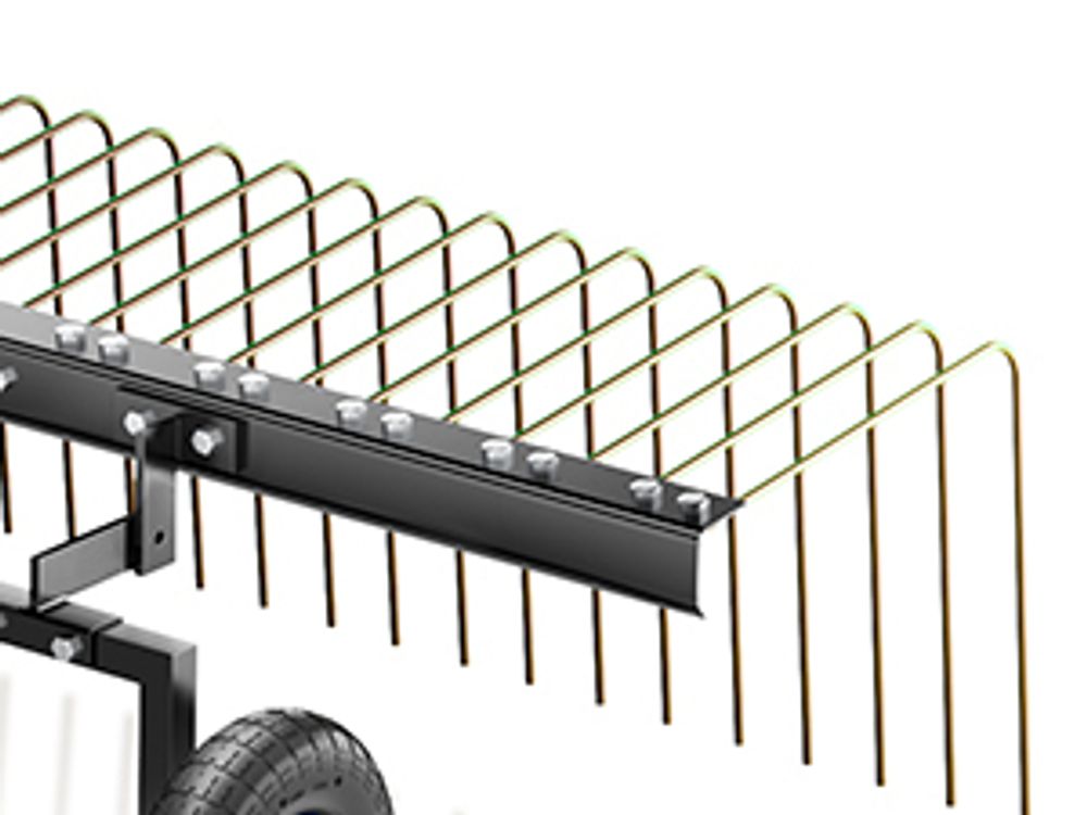 Wiltec Rasentraktor Rechen mit 148 cm Arbeitsbreite, Rasenlüfter zum Entmoosen und Laubrechen auf Rasen, Vertikutierer für Aufsitzmäher, ATV und UTV