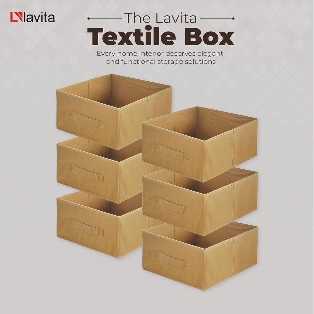 Lavita Storage Box | faltbare Aufbewahrung Boxen 31 x 31 x 15 cm | Schubladen-Organizer Box| Ordnungssysteme für Kleidung | Kleideraufbewahrung & Organisation | Hellbraun | 6 stück