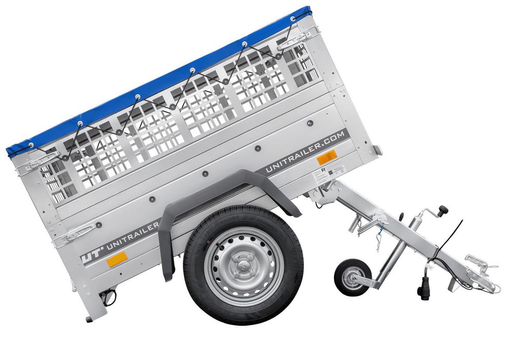 Kompakter Anhänger Garden Trailer 150 KIPP 150x106 cm 750 kg mit Laubgitteraufsatz
