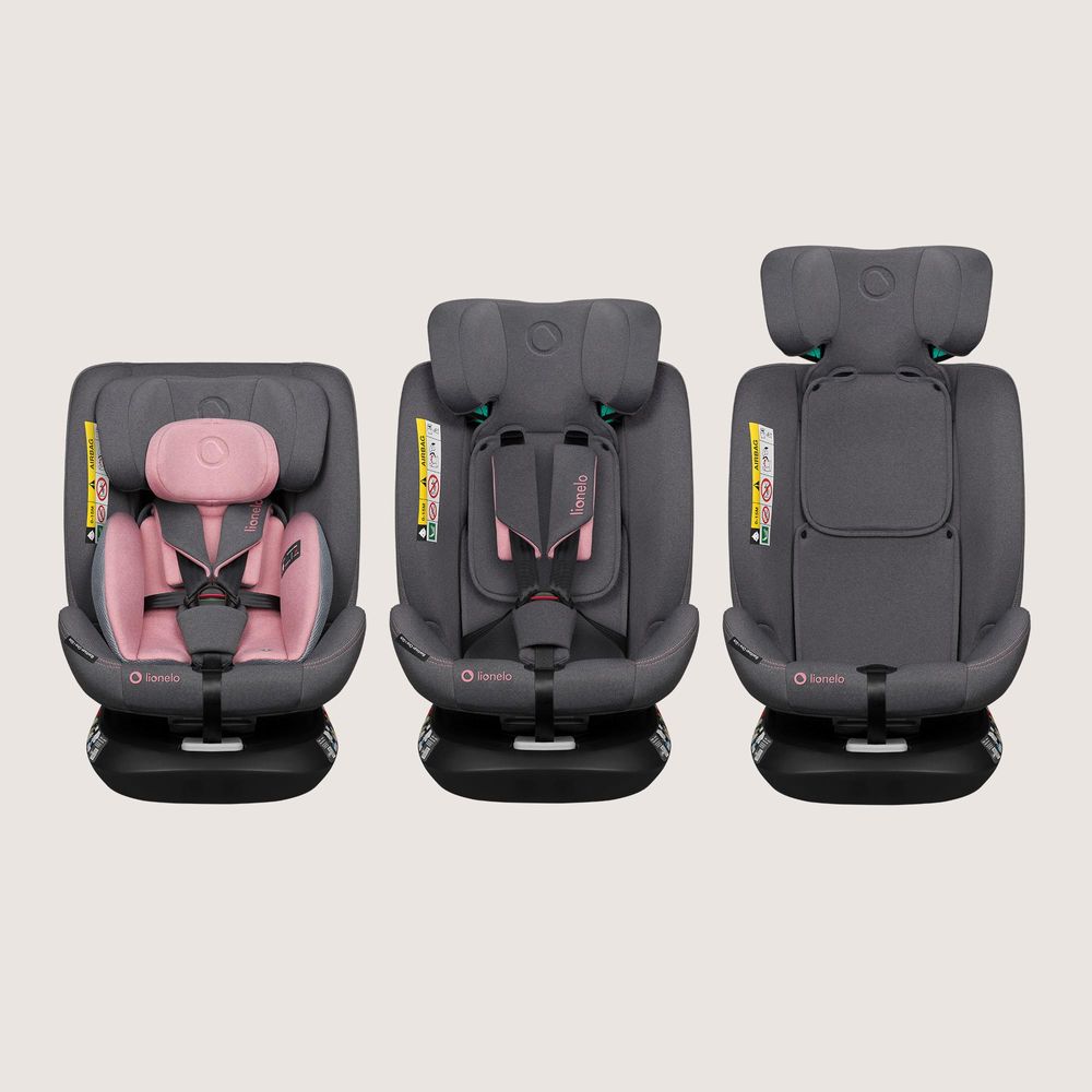 Lionelo Autokindersitz Bastiaan One i-Size, ab Geburt bis 12 Jahren, ab 0 kg bis 36 kg, Dri-Seat, 360 Grad - Pink Rose