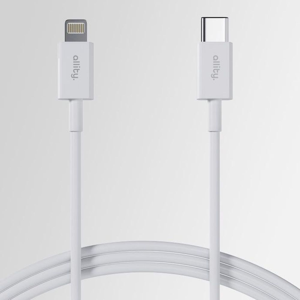 Allity USB-C - Lightning lang 2m 27W iPhone Ladekabel mit Kabelbinder weiß