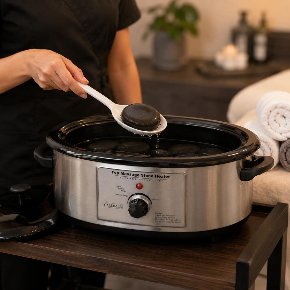 Chauffe-pierres pour massage 6 l acier inoxydable 750 W réglage de la température
