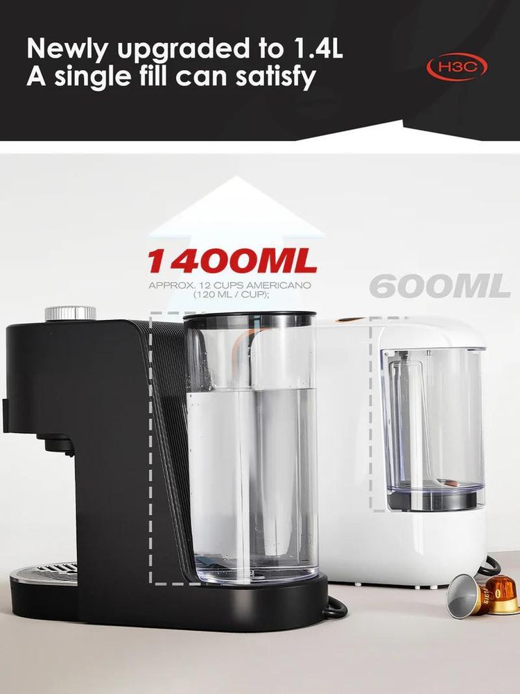 HiBREW H3C Kapsel-Kaffeemaschine 3in1, 20 bar, 1,4 L, Weiß