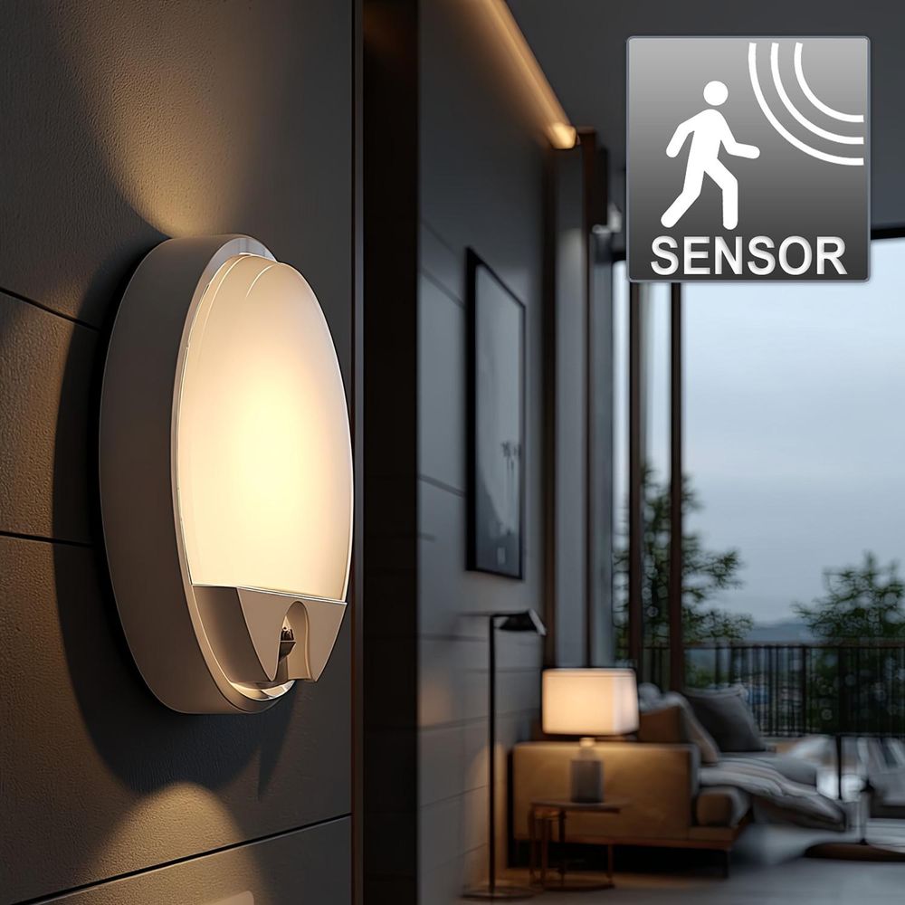 Wandlampe Wandleuchte LED Lampe für Innen u. Außen mit Sensor 4000K Neutral A++