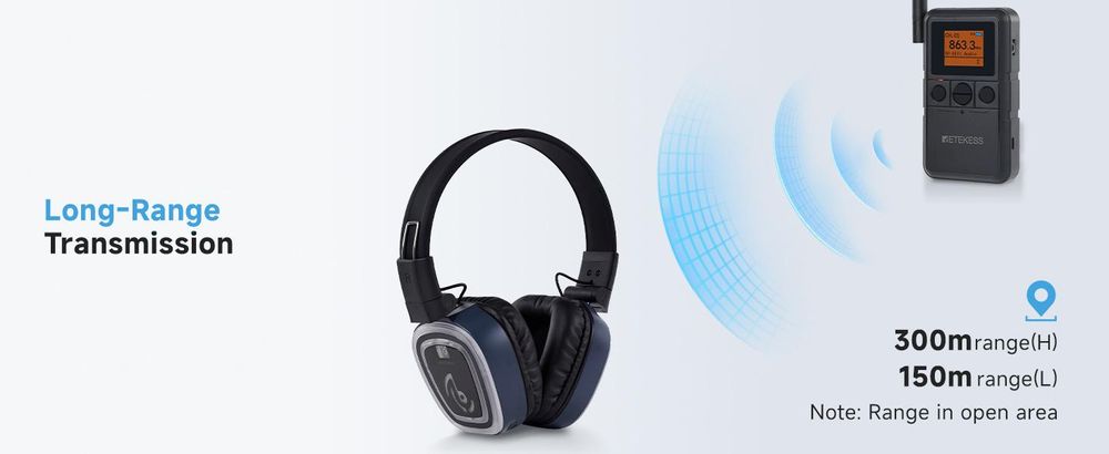 System słuchawkowy Retekess TA003P-TA004S do cichej dyskoteki, bezprzewodowy, jakość dźwięku Hi-Fi, 3-kanałowe diody LED, 12 godzin pracy, stabilne mocowanie, wzmocnienie basów, do fitnessu, jogi i imprez