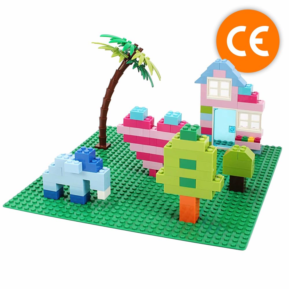 Bauplatte 32x32 Noppen, Grundplatte kompatibel mit gängigen Bausteinen, 25,5 x 25,5 cm, EVI KIDS, Grün