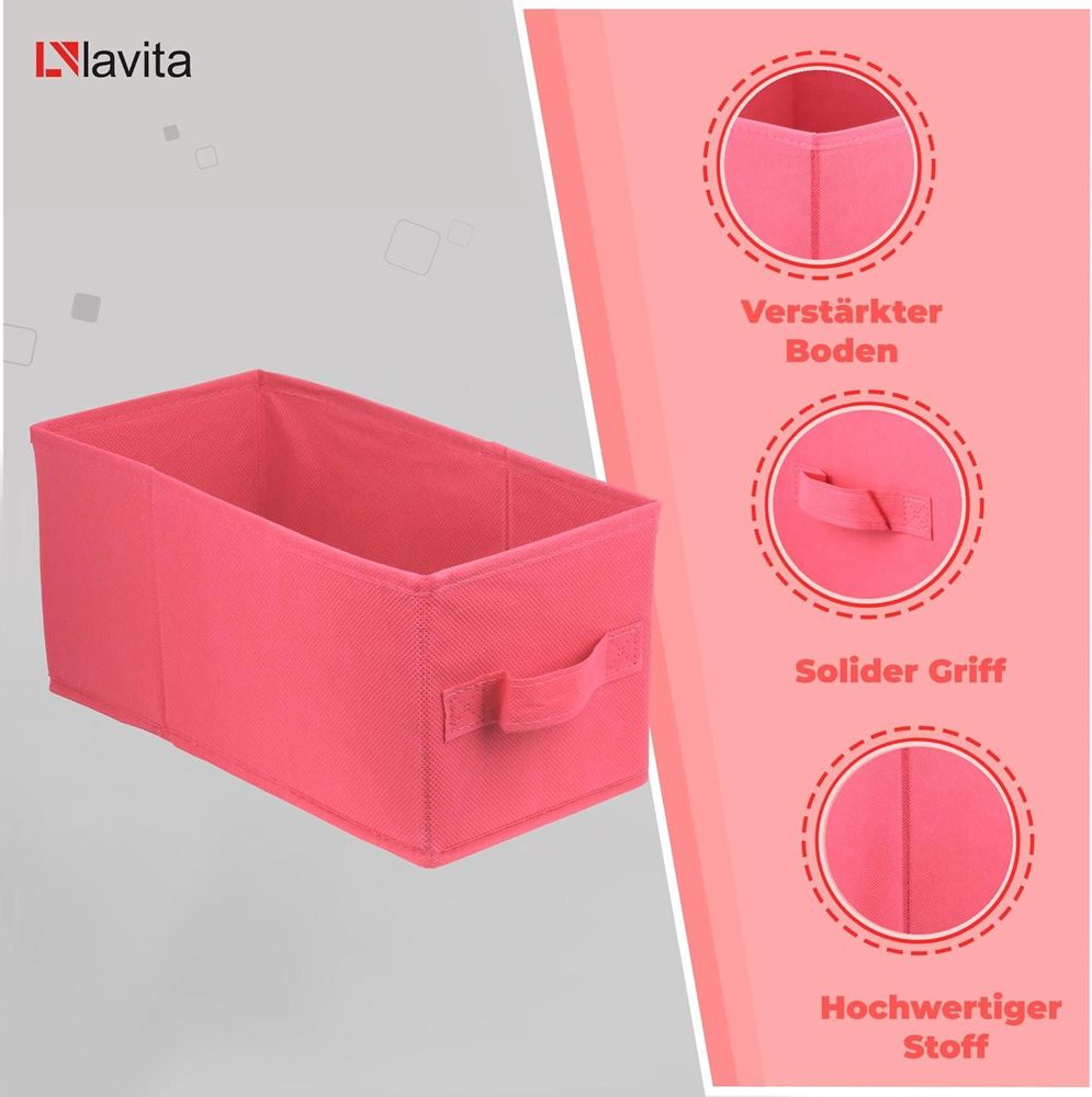 Lavita Storage Box | faltbare Aufbewahrung Boxen 15 x 31 x 15 cm | Schubladen-Organizer Box| Ordnungssysteme für Kleidung | Kleideraufbewahrung & Organisation | dunkelpink | 6 stück
