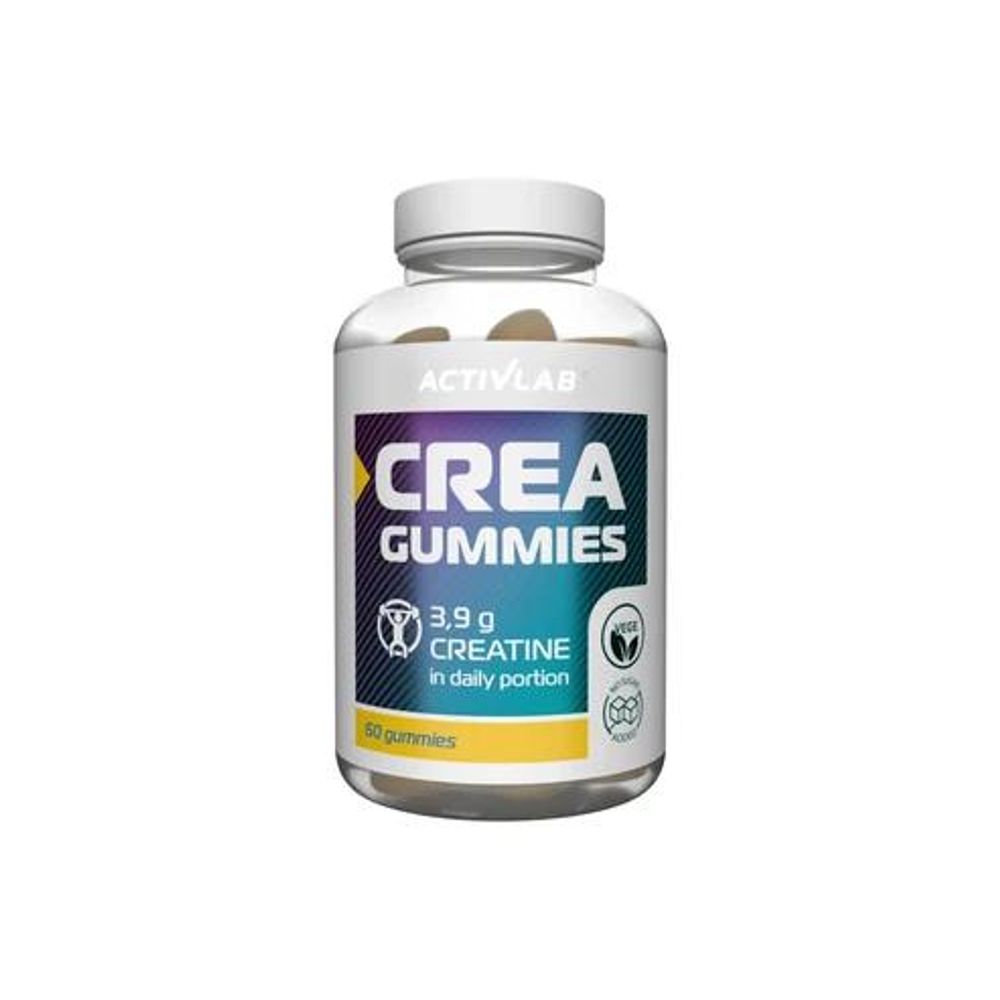 Activlab CREA Gummies 60 Stück, Zitrone-Limette, Kreatin Monohydrat, 3,9 g Kreatin pro Tagesportion, ohne Zuckerzusatz