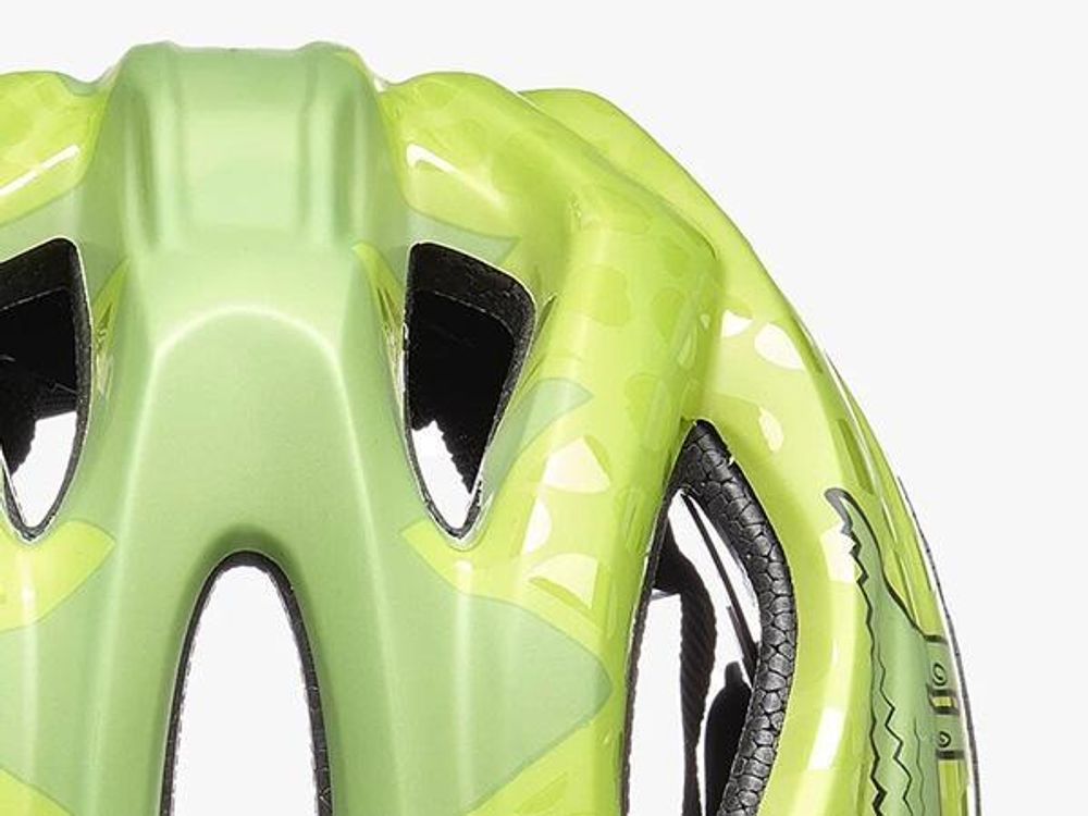KED Meggy II Trend I Kinder Fahrradhelm Insektenschutznetz Integriertes LED-Rücklicht maxSHELL Technologie Farbe: green croco glossy Größe: 52-58 (M)