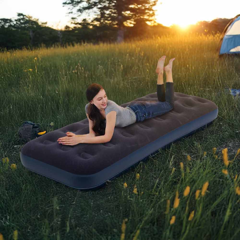 Beflockte Matratze für 1 Person 191x73x22cm mit Pumpe 2in1 24040