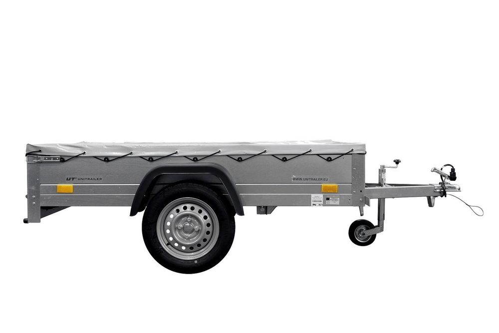 Anhänger für Auto Garden Trailer 200 KIPP 200x106 cm 750 kg [mit Flachplane und Stützrad]