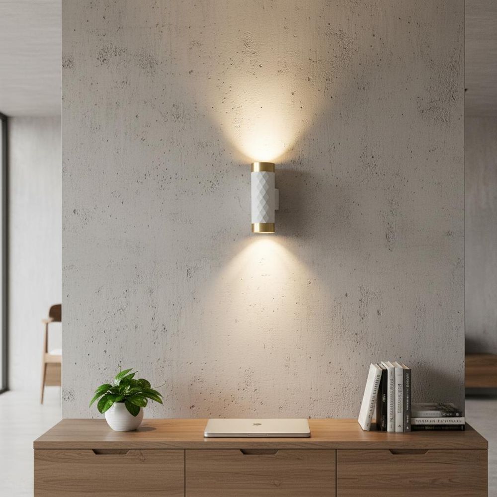 MasterLED Wandlampe GU10 - Weiß mit Gold - Glamour Duo Innenleuchte aus Aluminium - Modern und elegant