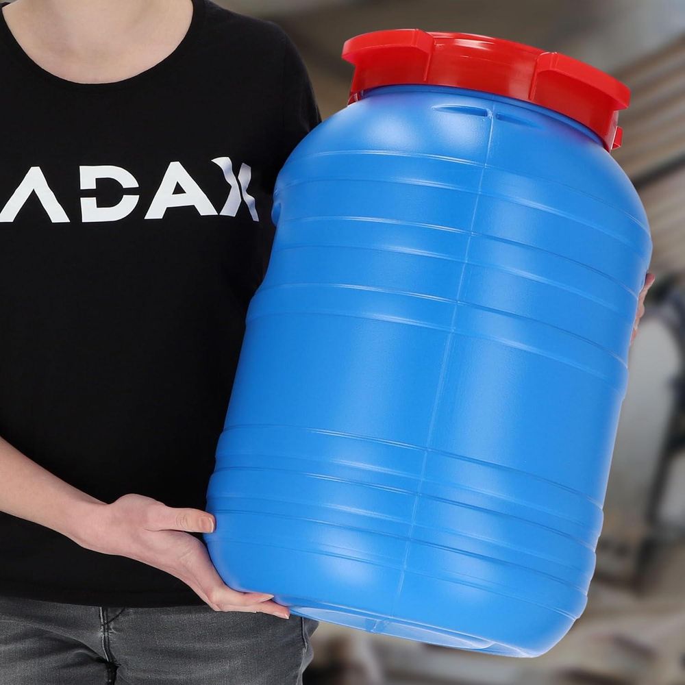 KADAX Plastikfass mit Deckel, Fass aus Kunstoff HDPE, Wasserfass, 30L, Blau, 1 Stück