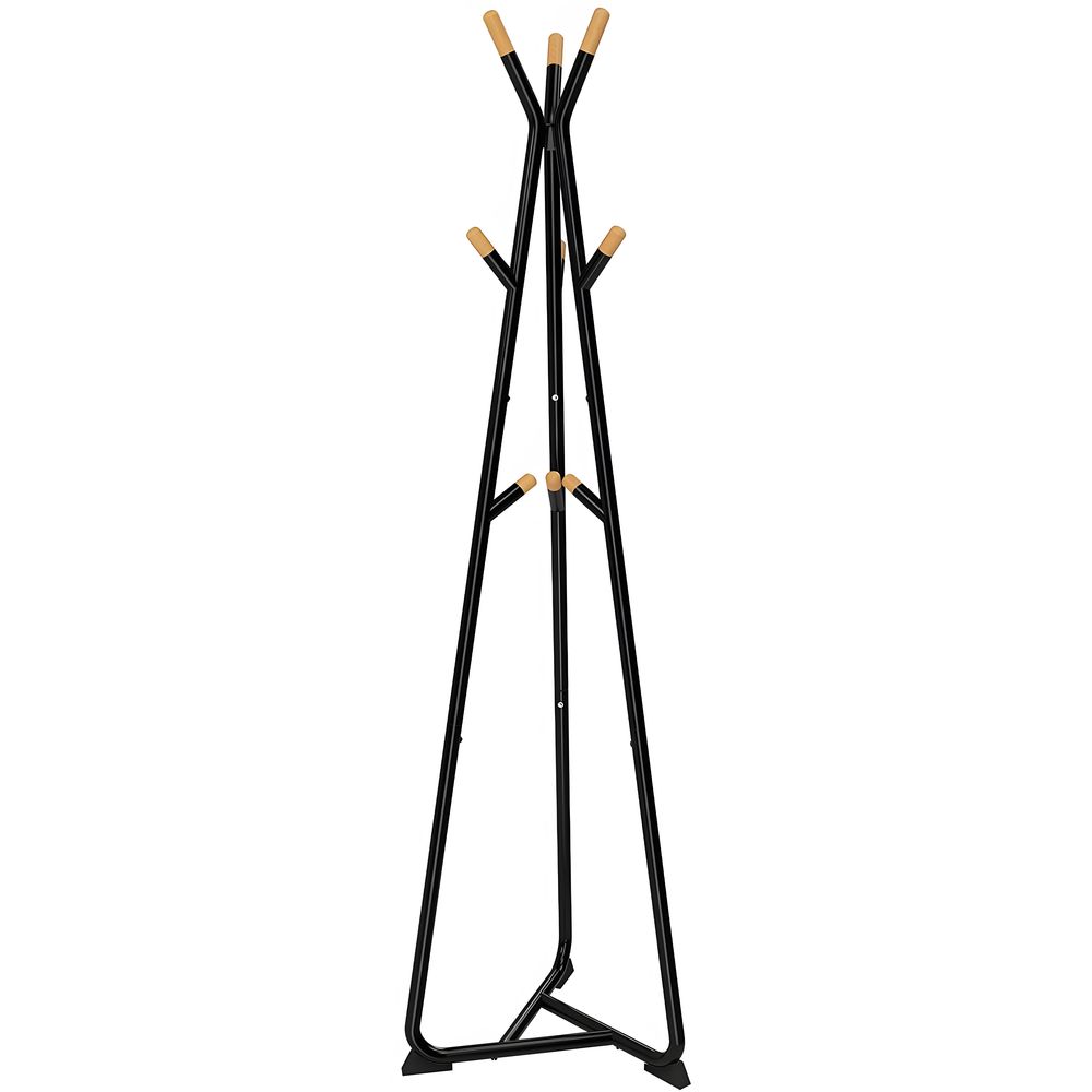 Kleiderständer 9 Haken 172 cm Metall Kleiderstange Garderobenständer Ablage Modern Design Garderobe Schwarz Retoo