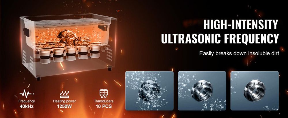 VEVOR Ultraschallreiniger 600 W digitales Ultraschallreinigungsgerät 30 L mit verbesserter Entgasung & Schonmodus, 40 kHz industrieller Ultraschallreiniger mit Timer & Heizung