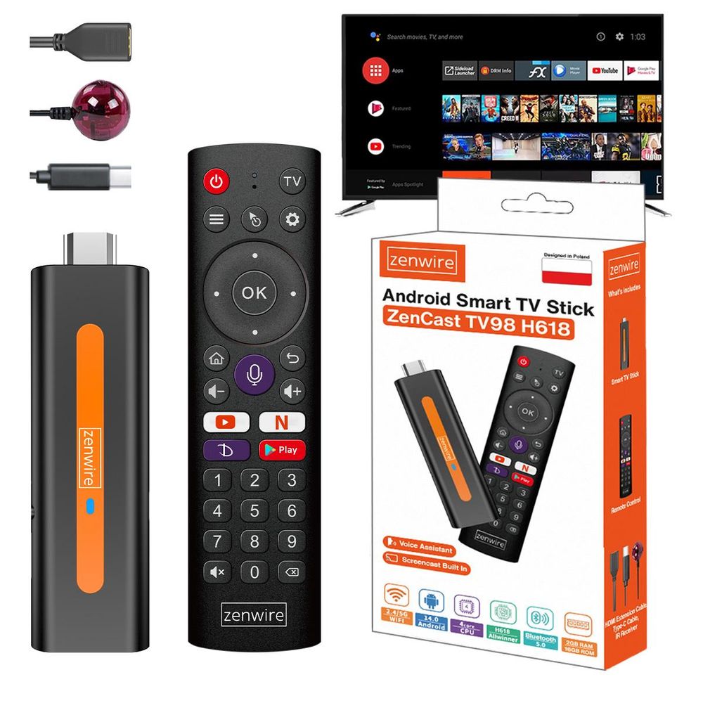 Multimedia-Player - Zusatzgerät - Android 14 Smart TV Stick Box WiFi 2/16 - Schwarz - 2 GB RAM